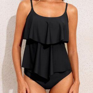 Black tankini with shorts